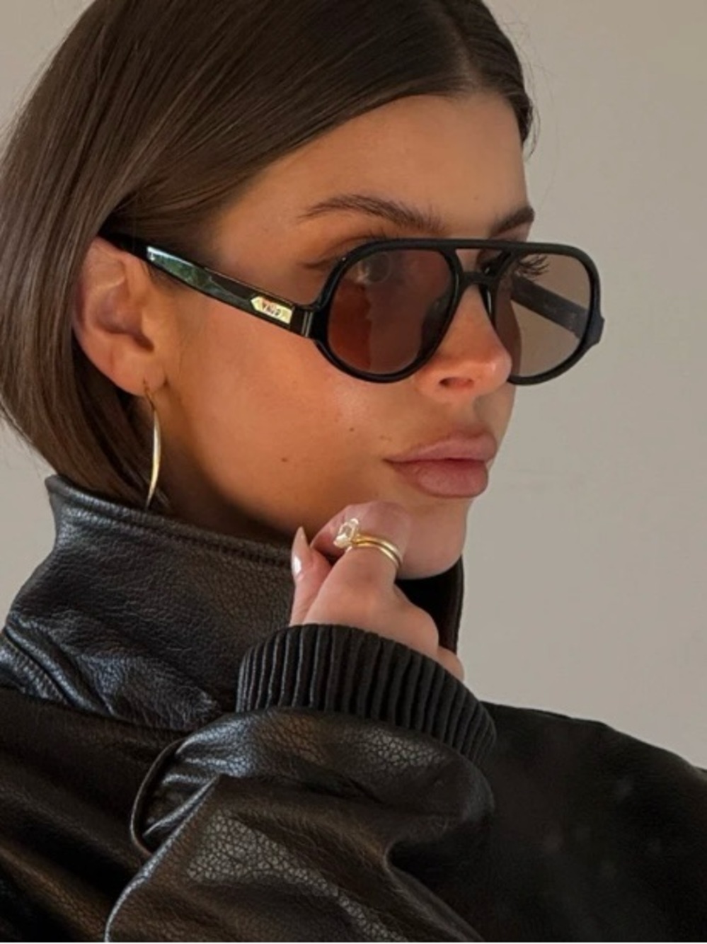 NWT QUAY Jet Set Sunglasses - Black/Tan